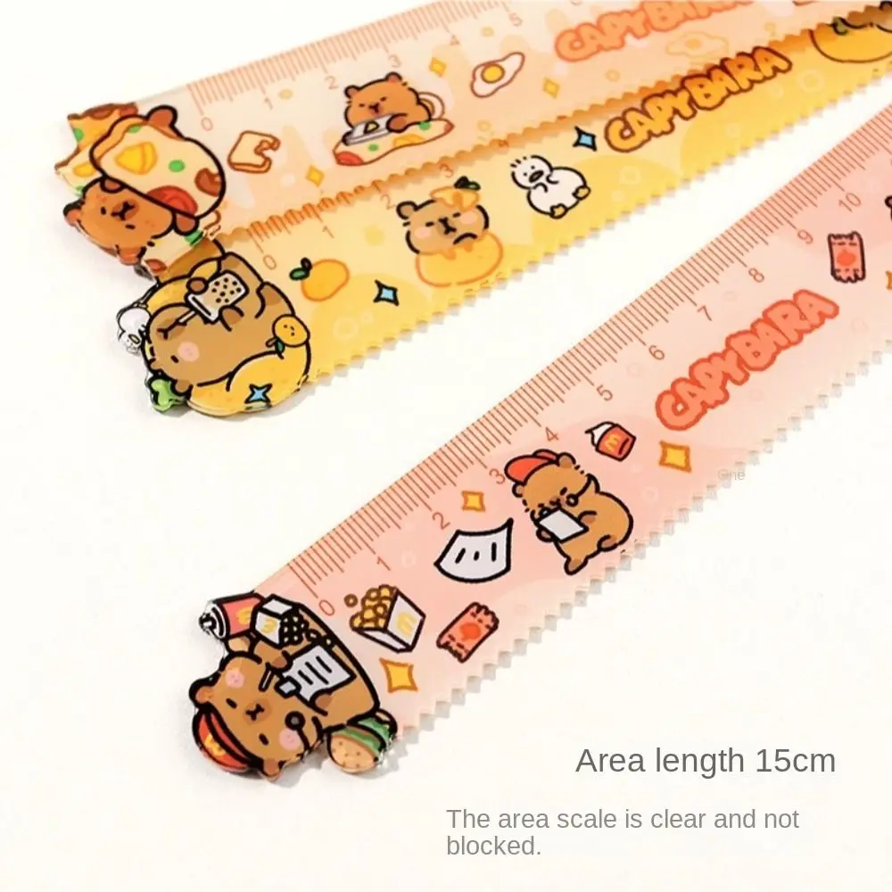 Creative 15cm Capybara Ruler School Office Supplies Wavy Lines Drawing Tools Acrylic Cute Cartoon School Stationery