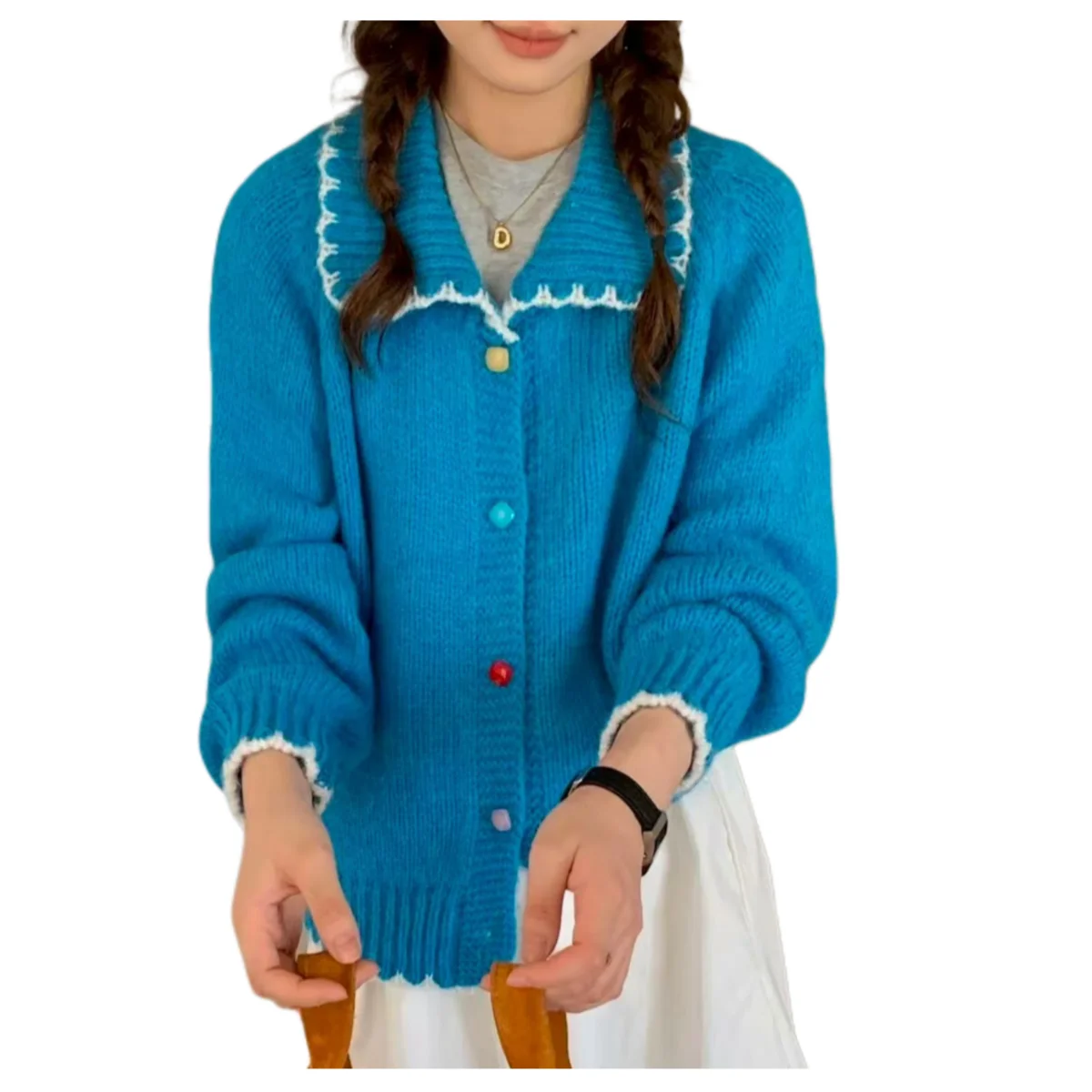 Cardigans de Style rétro pour femmes, automne hiver, élégant, solide, basique, tricoté, manches longues, Chic, col rabattable