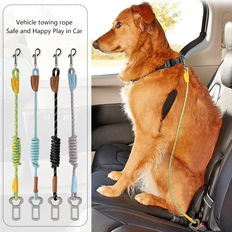 Dog Leashes Dog Collars Harnesses Puppy Leash Durable Pet Lead Blast Traction Rope Removable Dog Seat Belt Pet Dog Car Seat Belt