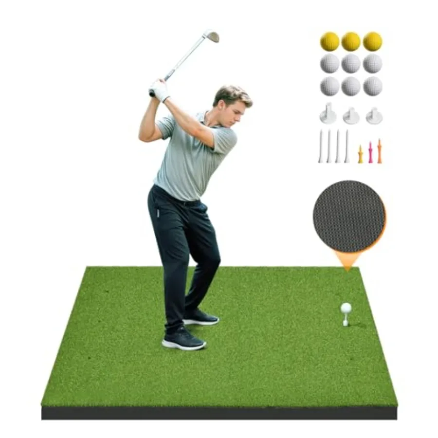 

Golf Hitting Mat 5×4ft, Thickened 21/31/36mm Golf Practice Mat for Indoor Outdoor, Top-Notch Artificial Turf Driving Matt with
