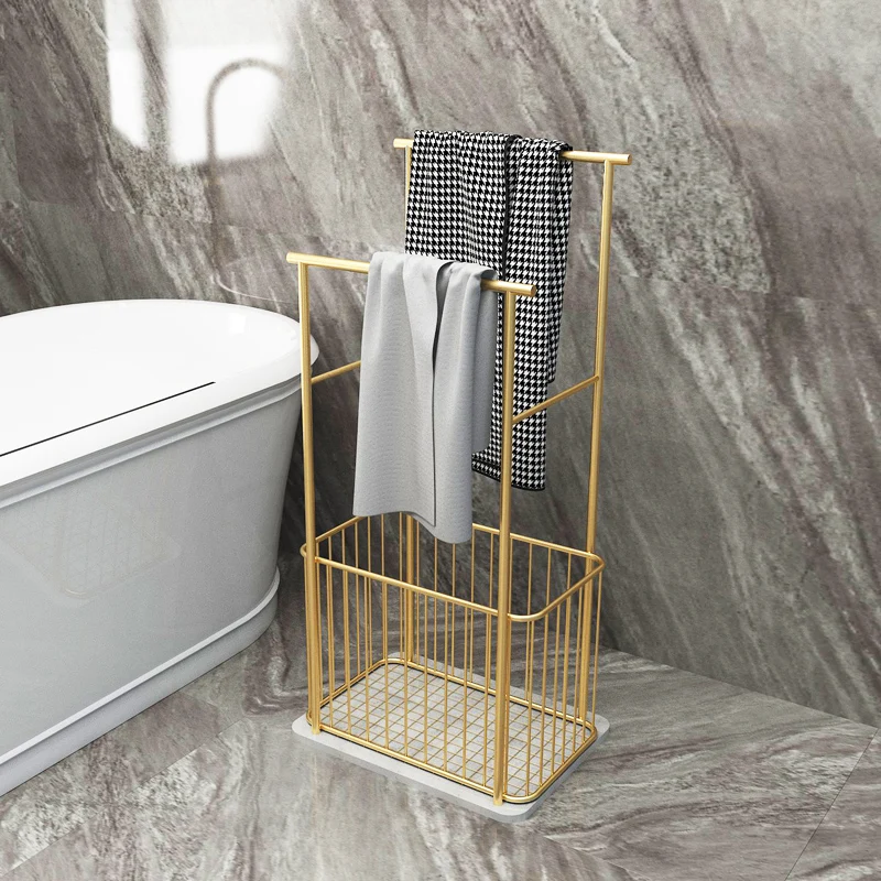 

Light luxury shelf Marble bathroom towel rack No punching toilet Internet celebrity floor towel rack Toilet rack