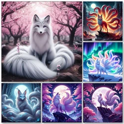 Animal Full Square Round Diamond Painting Kit Nine Tailed Fox Diamond Embroidery Handmade 5D DIY Mosaic Home Decoration