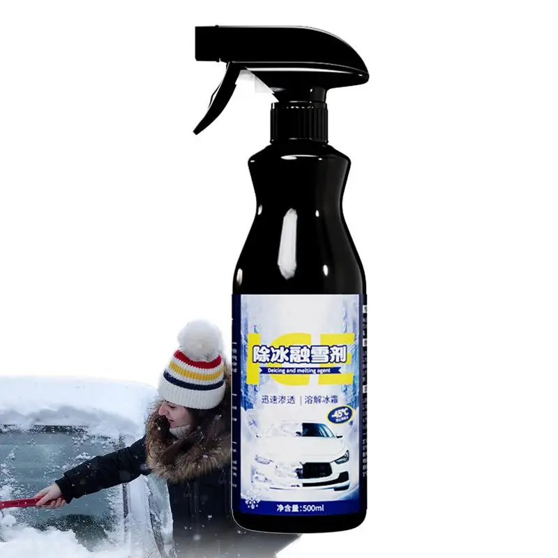 Car Defrosting Liquid 500ml Ice Snow Removing Spray For Glass Glass Winter Care Products For Headlights Keyhole Exhaust Pipe