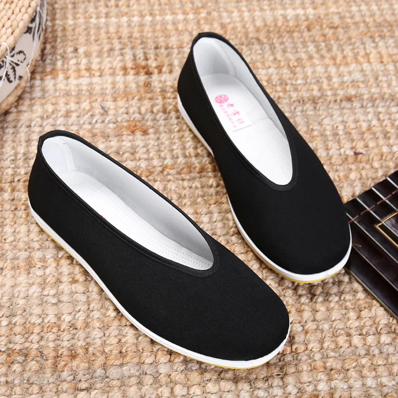 Traditional Beijing Men's Cloth Shoes round Mouth Casual Kung Fu Old Sweat Shoes Black Cloth Shoes Leisure Cut-Out Shoes