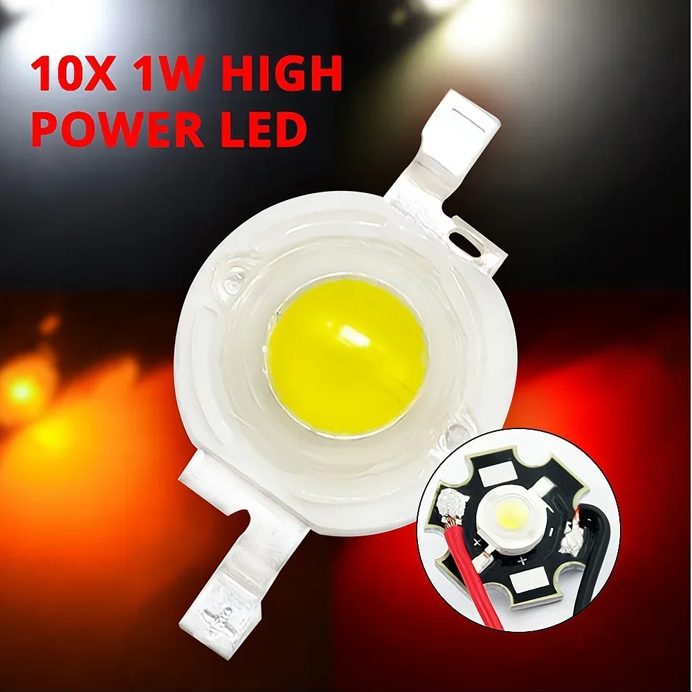 10Pcs 1W 3W High Power LED Chip Lamp Bulb 110-120LM Bead Line Emitter Diode White Red Green Blue Yellow DIY Led Light Decoration