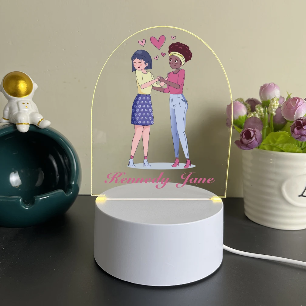 

Personalized Custom Sisters Beauty Led Night Light Birthday Christmas Gifts For Kids Toys 3D Led Optical Illusion Table Lamp