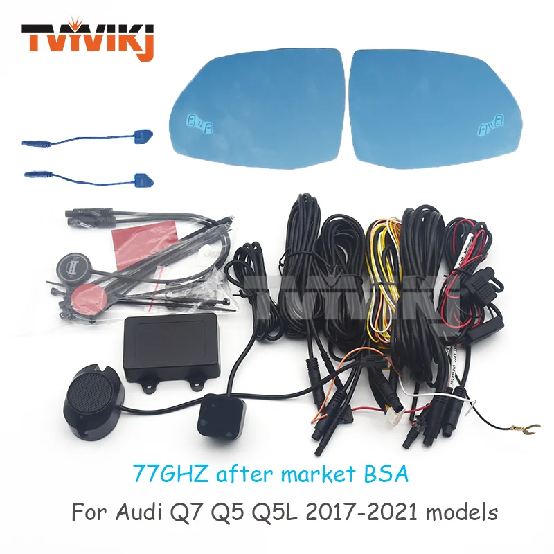 

77GHZ Side Rearview Mirror Blue Glass Lens blind spot assist detection system For Audi Q7 Q5 Q5L 2017-2021 anti glare