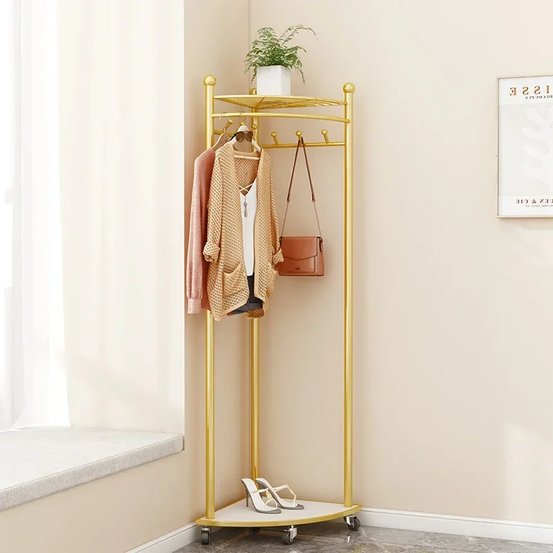 

Bedroom Wall Clothes Rack Metal Goldenshelfs Balcony Hangers Hat Portable Minimalist Place Saving Cabide Furniture Living Room