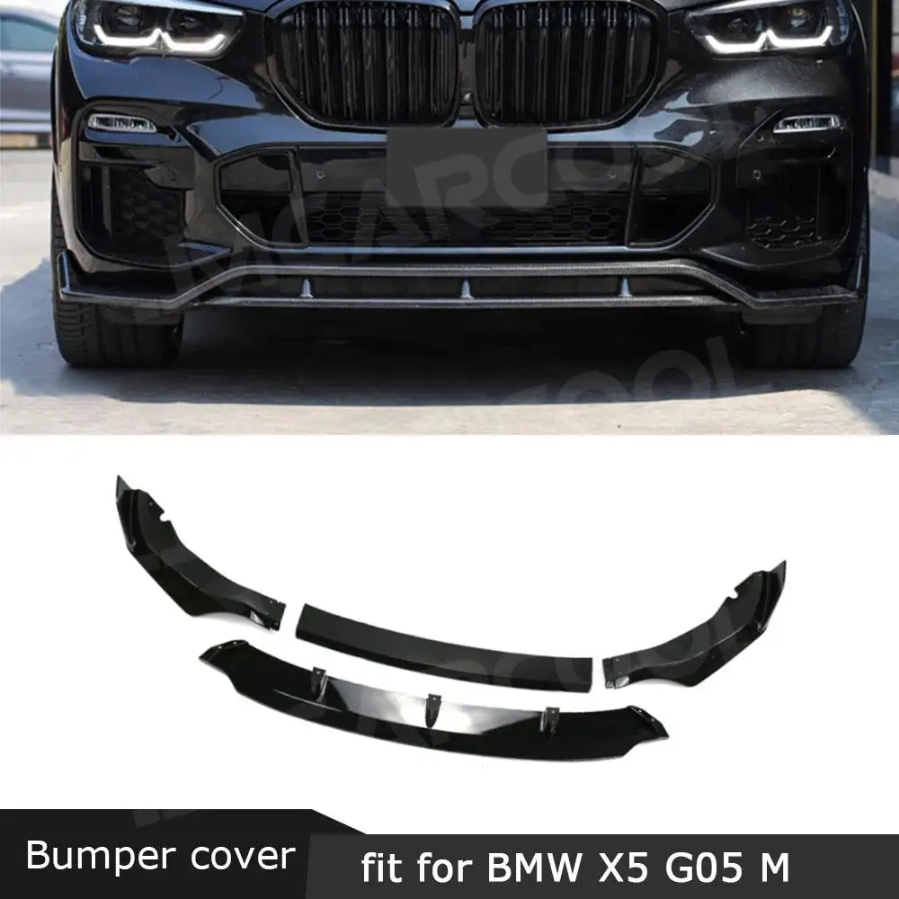 

Carbon Fiber Gloss Black 4PCS Car Exterior Accessories Front Bumper Lip Spoiler Splitter Body Kits For BMW X5 G05 M Sport 2019+