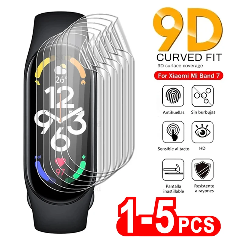 9D Curved Soft Hydrogel Film For Xiaomi Mi Band 8 Pro 7 6 Protective Film Xiaomi MiBand 3 4 5 6 7 8 Smart Wristband (Not Glass)