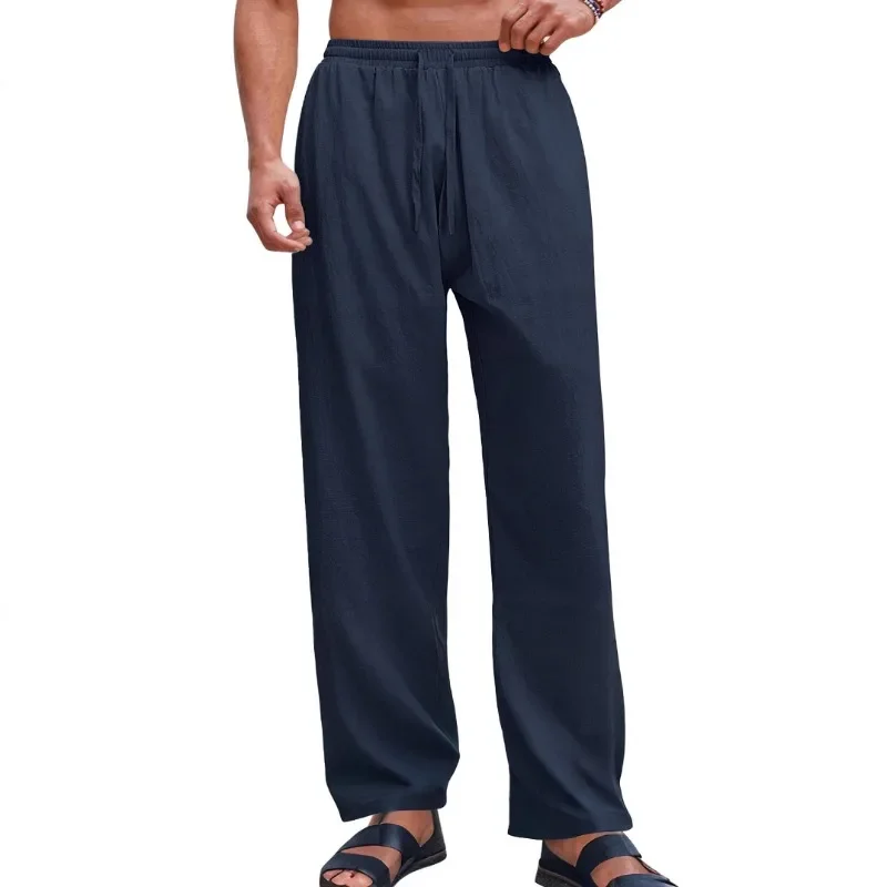 Men's Linen Drawstring Pants - Relaxed Fit Natural Fiber Casual Trousers