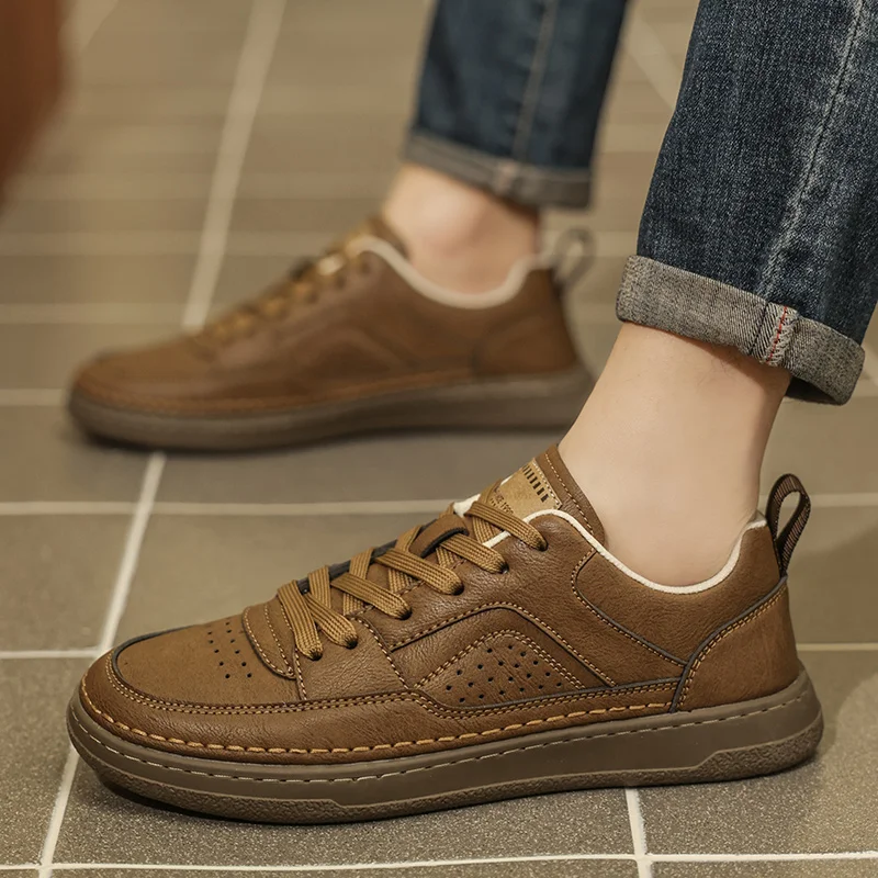 

Men's Shoes, Fashionable Leather Loafers, Breathable Autumn Lace Up Comfortable Casual Shoes, Outdoor Men's Shoes, Sports Shoes