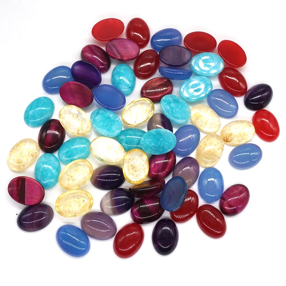 10pcs/Lot 13x18mm Mixed Natural Stones Oval CAB Cabochon Wholesale Handmade Gem Healing Crystals Jewelry Making Accessories DIY