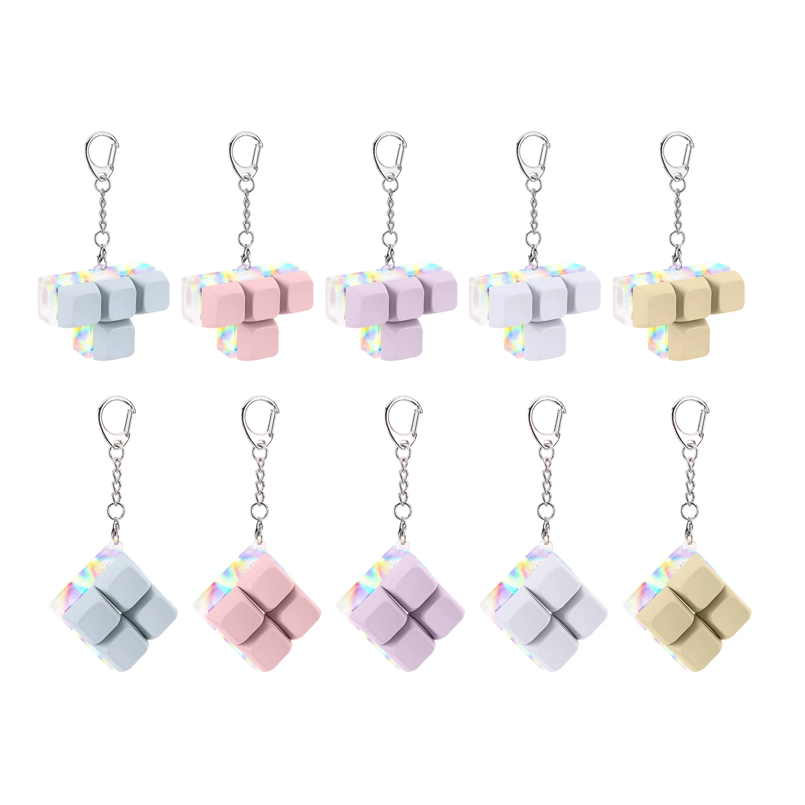 

4 Buttons Finger Fidget Keyboard with LED Light DIY Fidget Button Keycap Fidget Keychain ADHD Sensory for Adults Kids