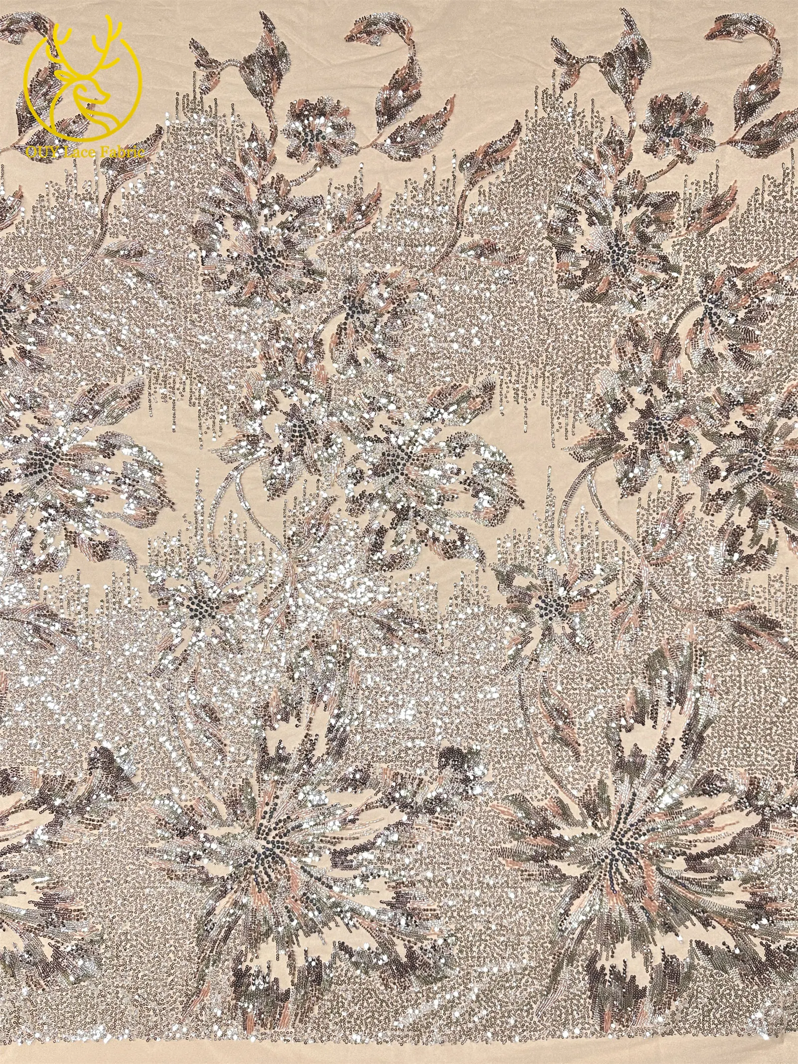 2026 Luxuriöser mexikanischer Perlen-Spitzenstoff 2026 Premium französischer nigerianischer Pailletten-Spitzenstoff, ideal für Hochzeitskleider und Partykleider – Detail 5