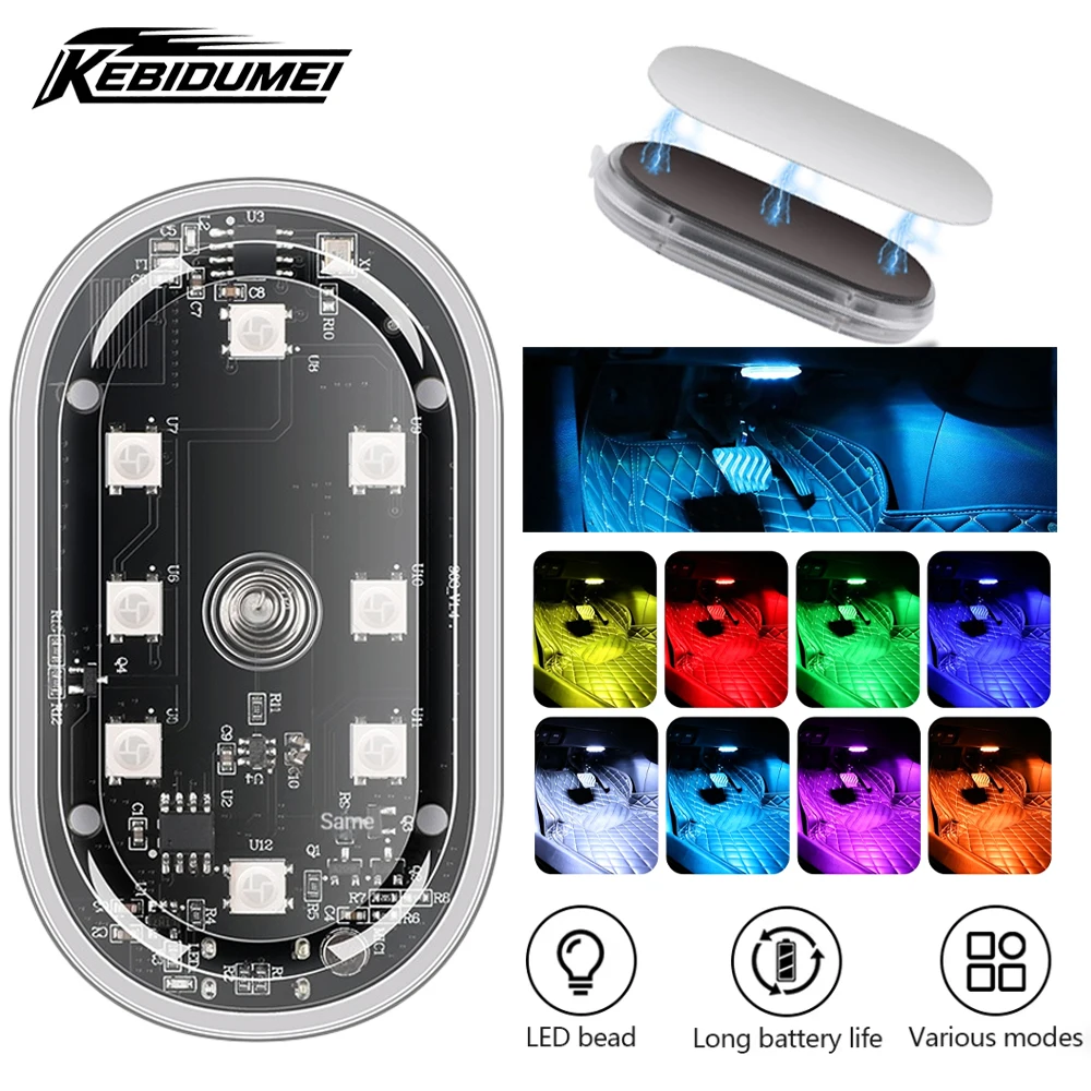 

2/4pcs 8 Colors Car LED Strobe Lights Wireless Atmosphere Decor Light Rechargeable Anti Collision Warning Lamp Auto Accessories