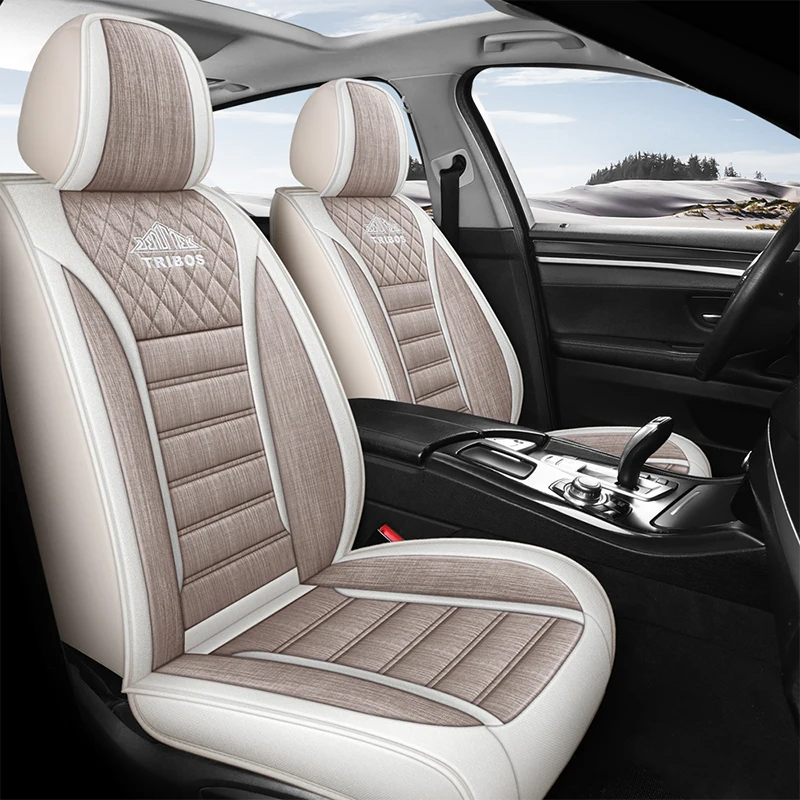Factory Hot Sale Blue Linen Polyester Fabric Sports-Style Full Set Universal Car Seat Cover for  Heat Insulation for Fits view 3