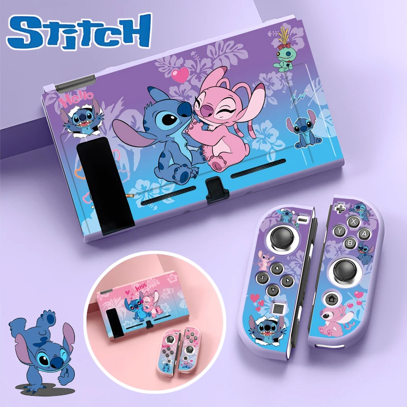 Disney Stitch Angel Soft TPU Skin Protective Case for Nintendo Switch NS Joy-Con Controller Protection Back Housing Shell Cover