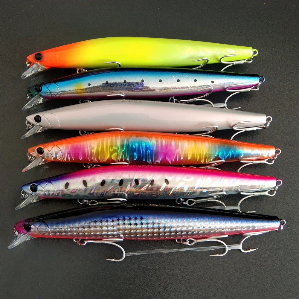 TSURINOYA 6pcs 140mm 26g Tungsten weight system Long Casting Sinking Minnow Top Fishing Lure DW92 Saltwater Hard Baits Jerkbait