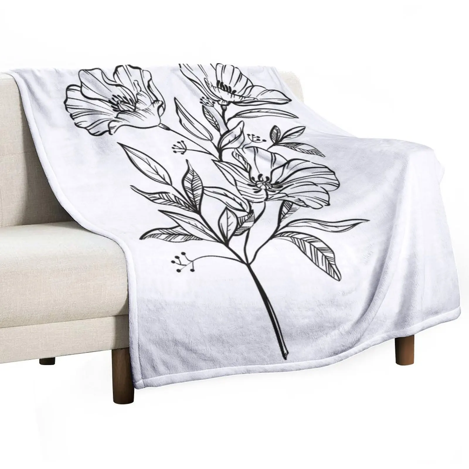 Minimalistic Flower Stem Throw Blanket funny gift Summer Beddings Blankets For Sofas Winter beds Blankets