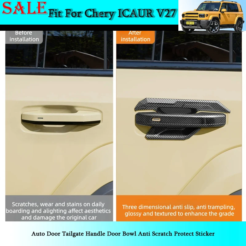 

Fit for Chery ICAR V27 2026 Auto Door Tailgate Handle Door Bowl Anti Scratch Protect Sticker Auto Exterior Decorative Parts