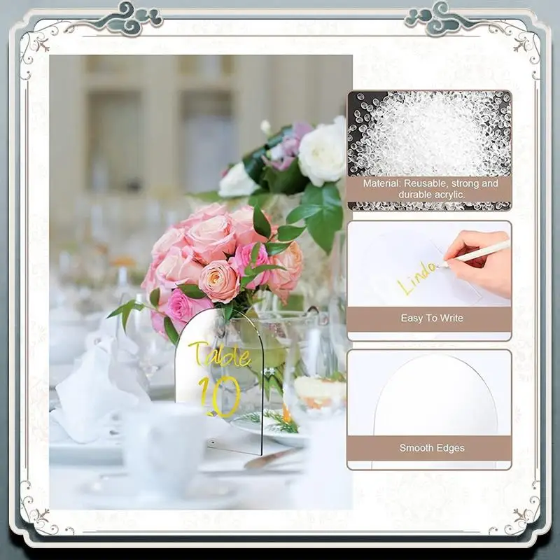 20Piece Blank Acrylic Numbers Signs With Stand Diy Arch Acrylic Stand Signs Wedding Reception Sign