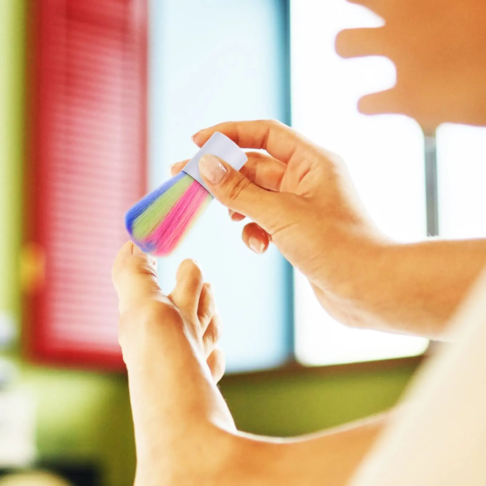 Yikoolin แปรงปัดฝุ่นหลากสี3ชิ้นสำหรับทำความสะอาดเล็บอะคริลิคสำหรับทำความสะอาดเล็บแปรงปัดฝุ่นประดิษฐ์แปรงปัดฝุ่น