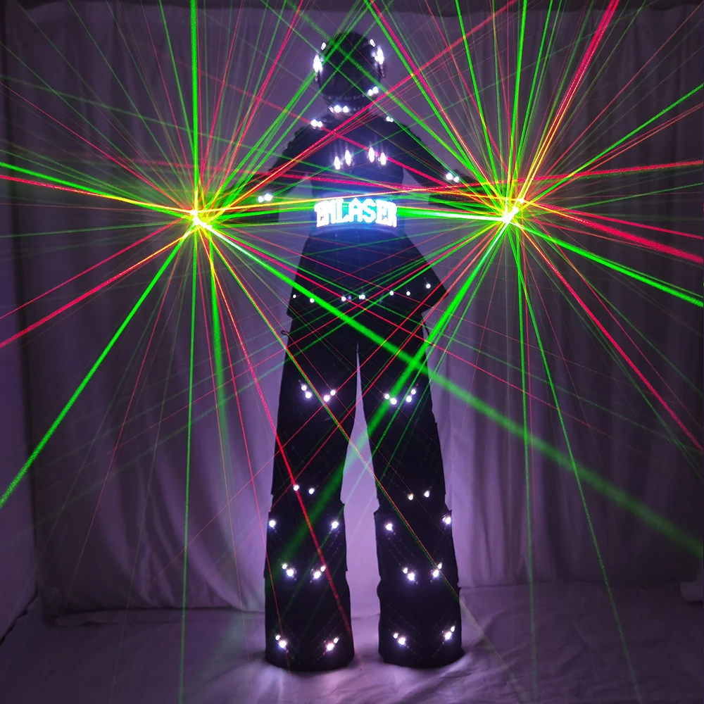 Imagem -05 - Traje Luminoso Led Colorido com Capacete Dance Wear Luz e Stilt Robô Terno Kryoman David Guetta