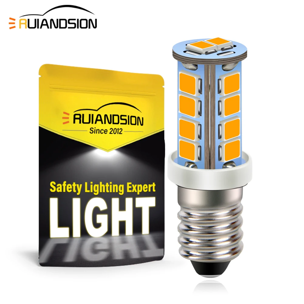 Ruiandsion E10 LED bulbs 2835 18smd Chips Spiral Base Soft Yellow 12V Non-polarity  for Decorative Lights Auto instrument