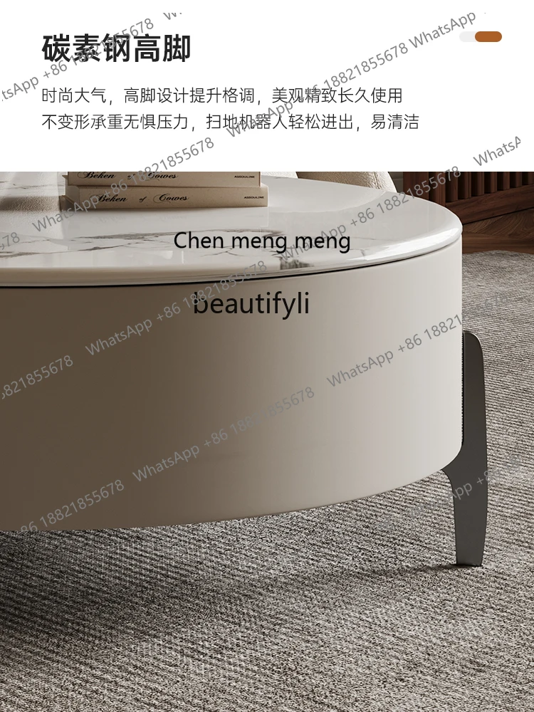 Coffee table Italian minimalist round coffee table simple living room retractable coffee table