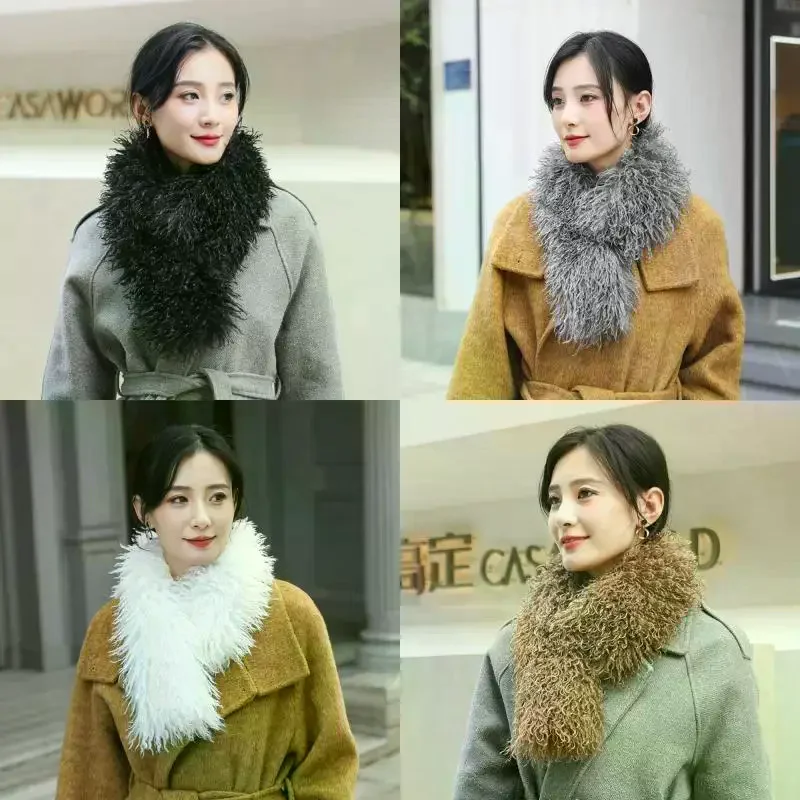 

Толстый плюшевый шарф в корейском стиле с длинной полоской, однотонный мягкий плюшевый декор, женский зимний уличный теплый пушистый шарф