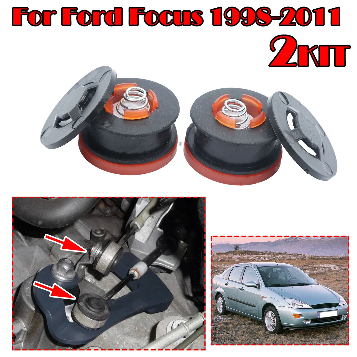 

2Kit Upgrade Manual Gear Shift Cable Linkage End Rod Bushing Connector For Ford Focus 1998 1999 2000-2011 Shifter lever Selector