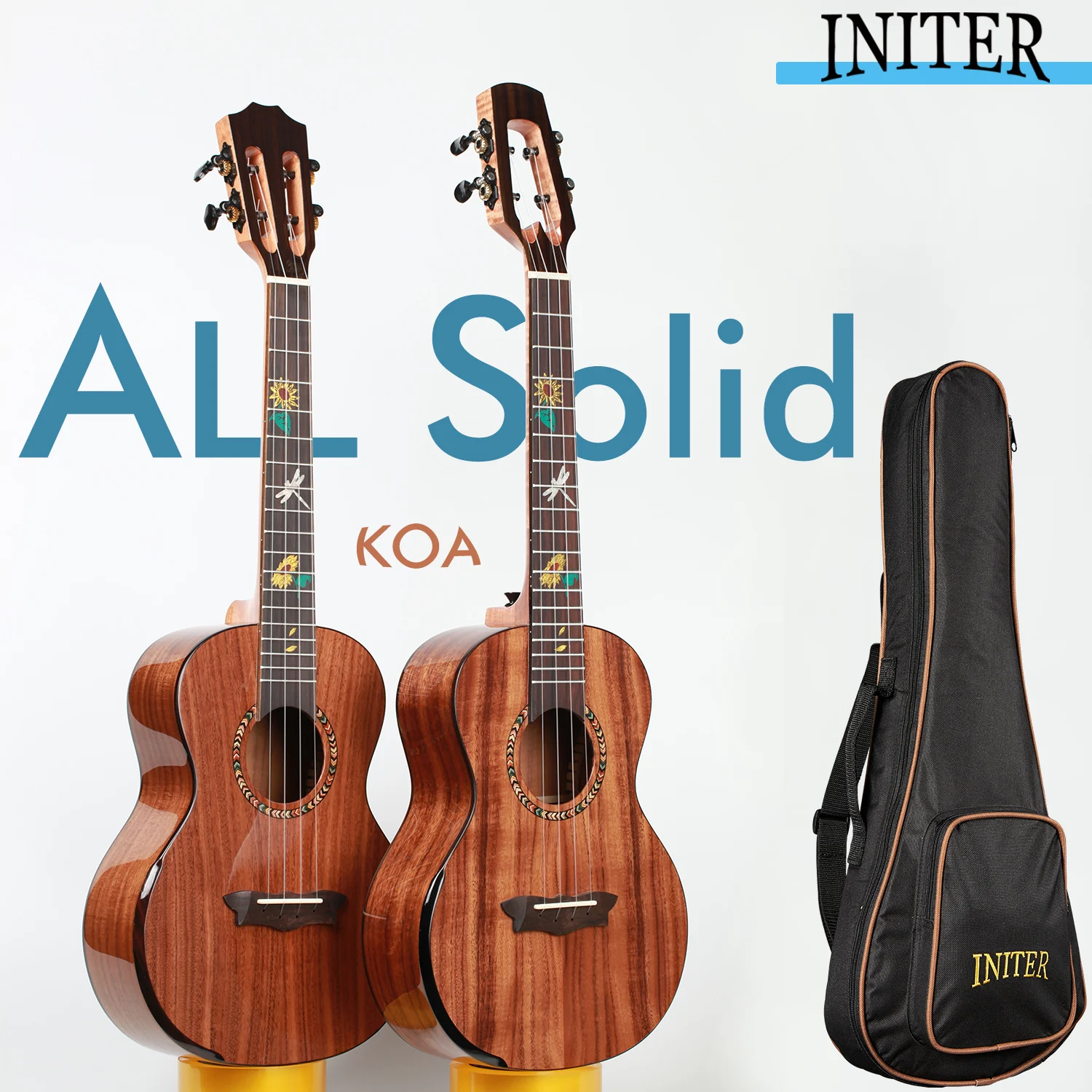 

INITER All solid KOA 26inch tenor sunflower Ukulele High quality varnish Ukelele with FREE Bag