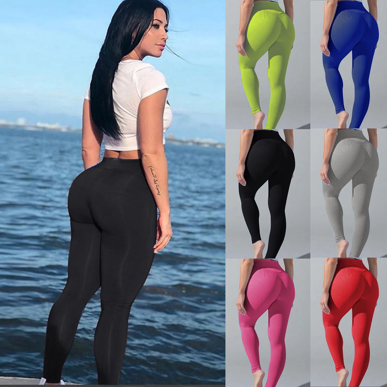 

2023 Sexy Imitation Leggings Women Stretch High Waist Pants Fitness Slim Push Up Pantyhose For Woman Workout Legging Female