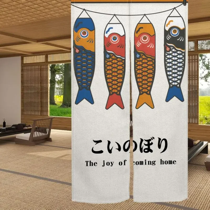 VIKAMA Japanese Carp Flag Warm Curtain Half Door Curtain Kitchen Entrance Door Partition Curtain Covering Curtain Home Decor