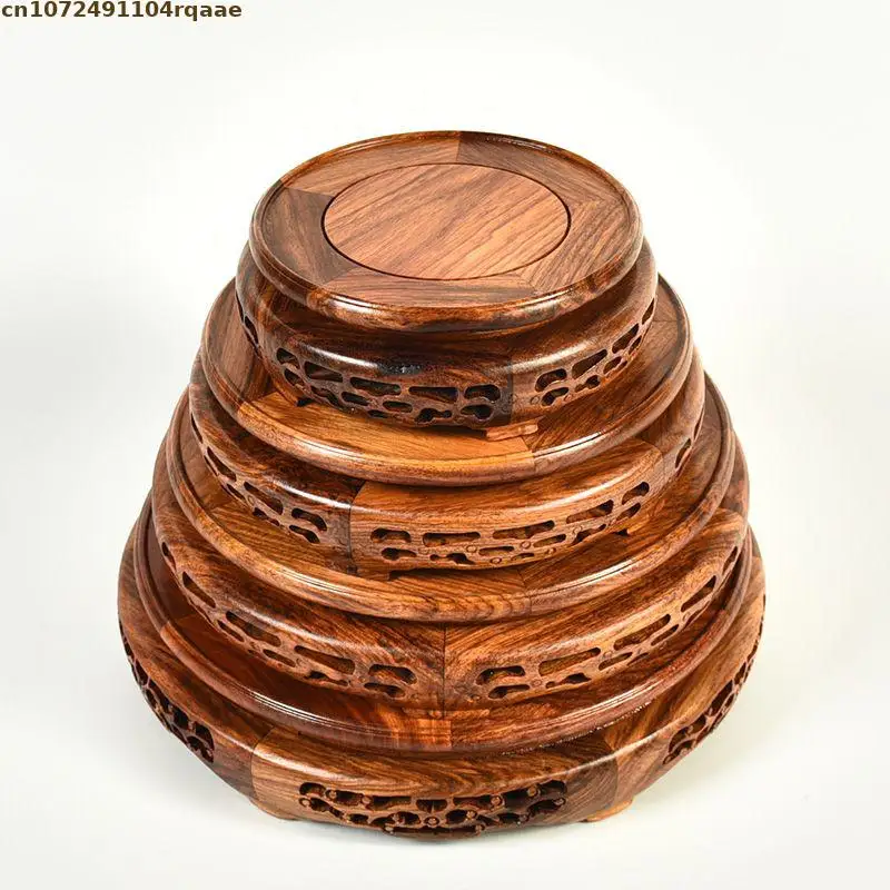 12-33cm Runder Massivholz-Präsentationsständer für Vasen, Bonsai, Pflanzen, Kristalle, Figuren, Heimdekoration, Teesets, Sockel – Detail 4