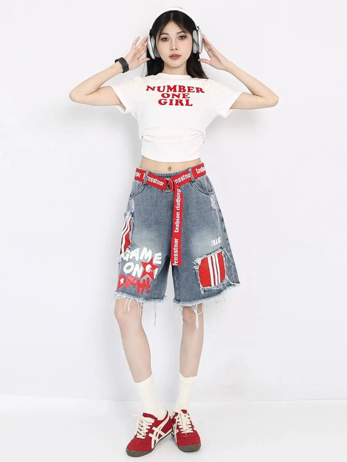 

Denim Ripped Shorts Jeans Summer 2025 New Street High-Waisted Individual Loose Five-Point Pants