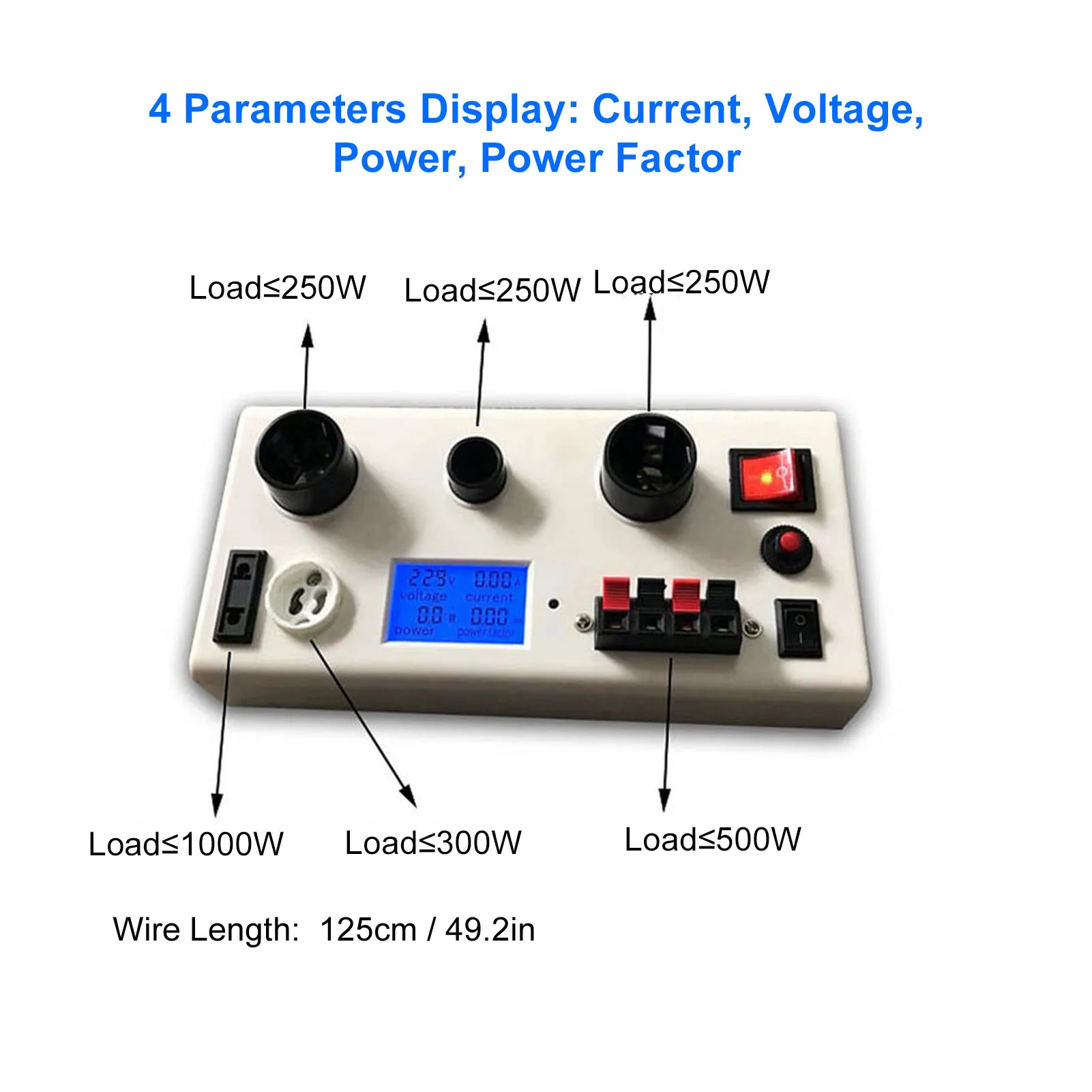 Picture 6: LED Bulb Power Tester Multifunctional Current Voltage Power PF E27 E14 GU10 2 Prong Plug Bulb Socket Tester LED Lamp Bulb Tester