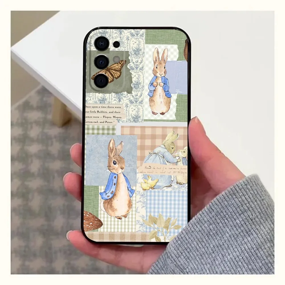 Cute P-Peter Rabbits Phone Case For Samsung S24,S21,S22,S23,S30,Ultra,S20,Plus,Fe,Lite,Note,10,9,5G Black Soft Cover