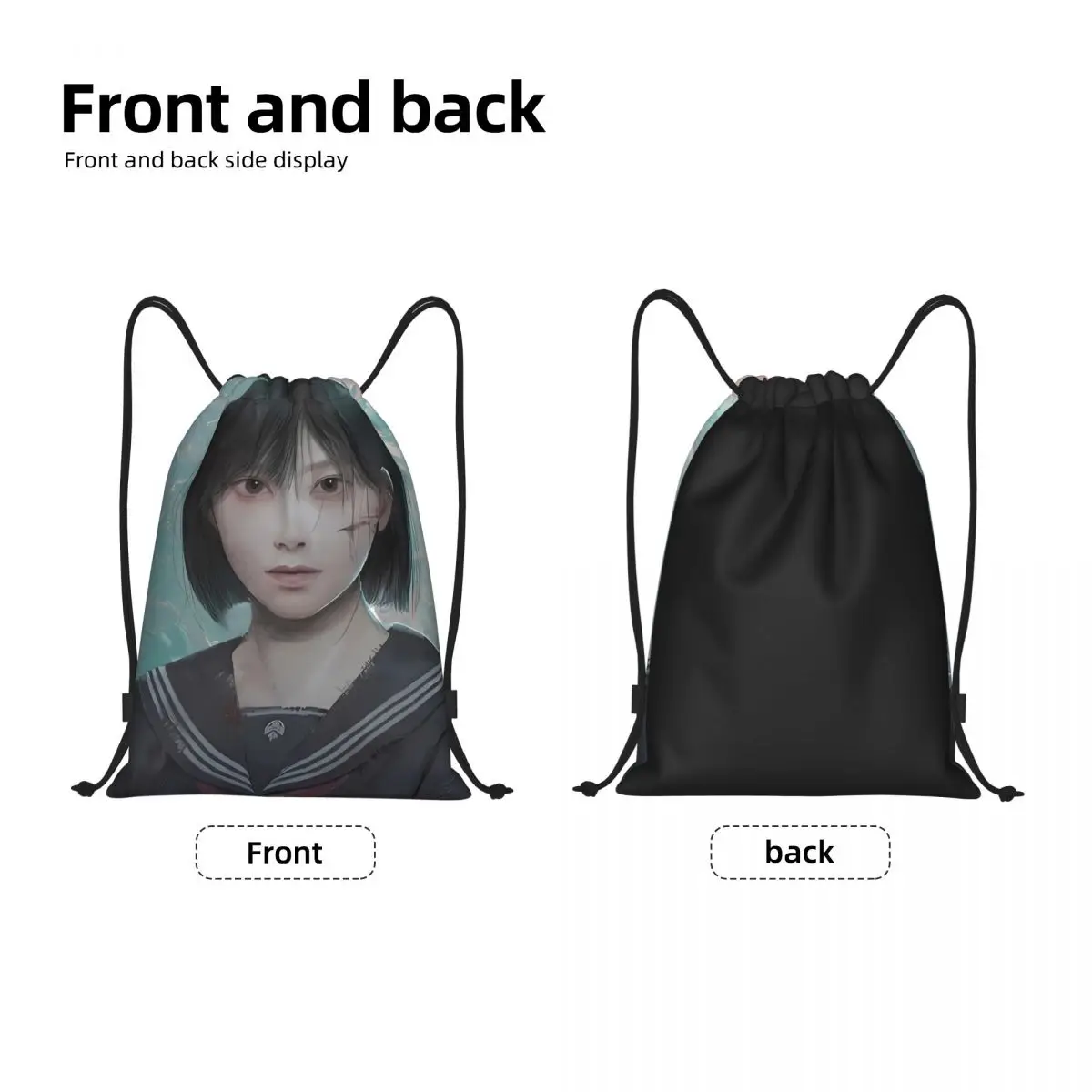 Silent Hill F Game Hinako Drawstring Bags Sports Backpack Gym Sackpack String Bags for Working Out