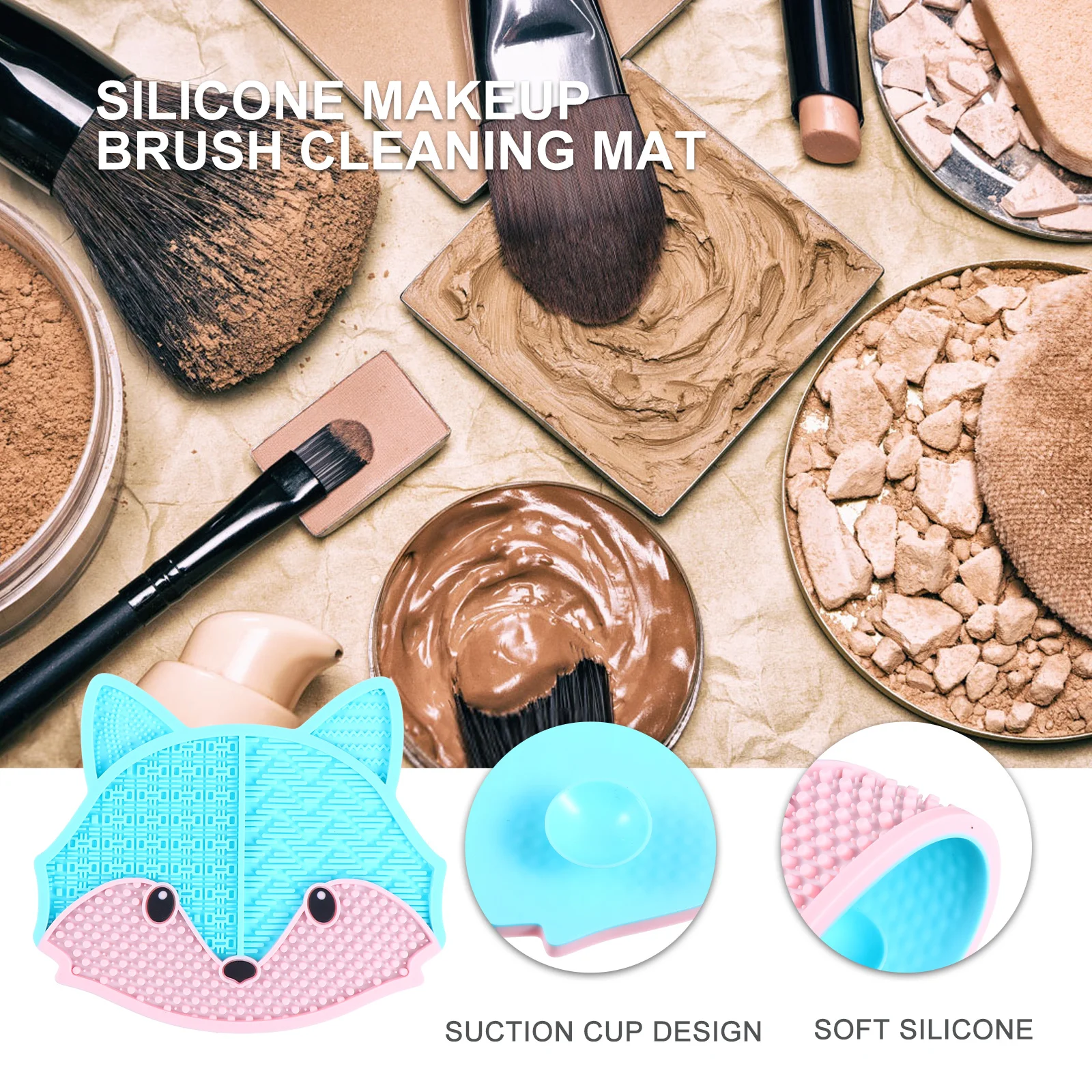 Tapis de nettoyage de brosse de maquillage en Silicone, Design Animal de dessin animé, ventouse, tampon de nettoyage de brosse, cadeau pratique et Durable