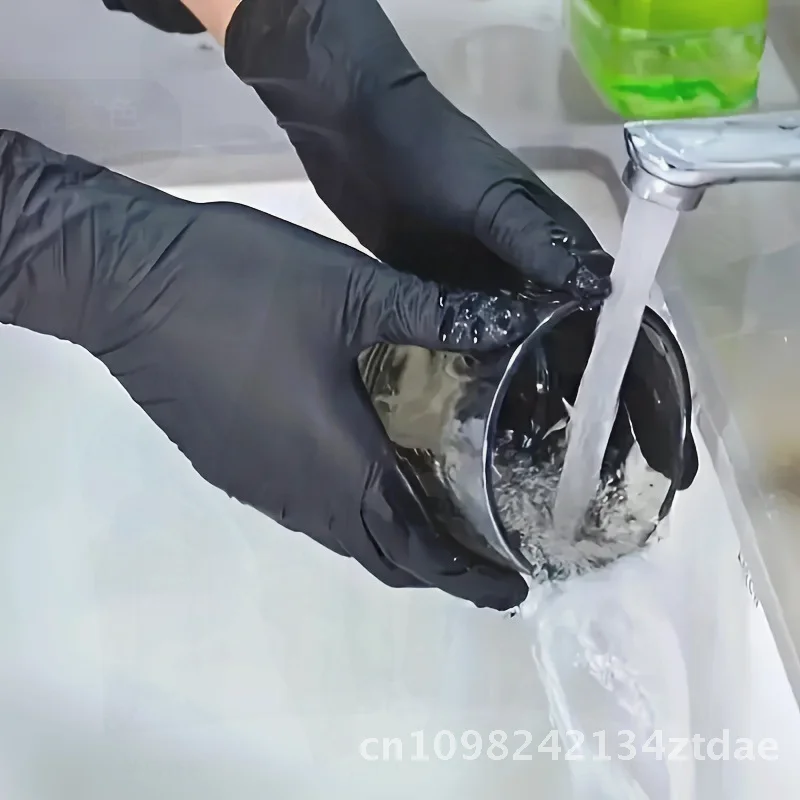 

Одноразовые черные нитриловые перчатки, высокоэластичные защитные одноразовые перчатки для кухни, пищевой промышленности для дома и коммерческого использования