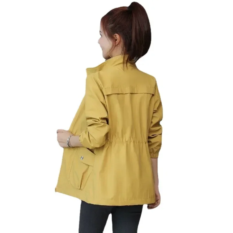 Women Double Layer Windbreaker Autumn Casual Slim Coat Fashion Stand-Up Collar Ladies Jacket