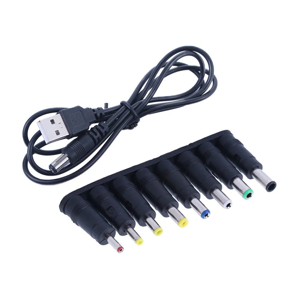 

8 Male Power Cord HUB Splitter 8 in 1 Conversion Plug DC Power Supply Adapter Interchangeable Plugs DC Connector USB to DC Jack