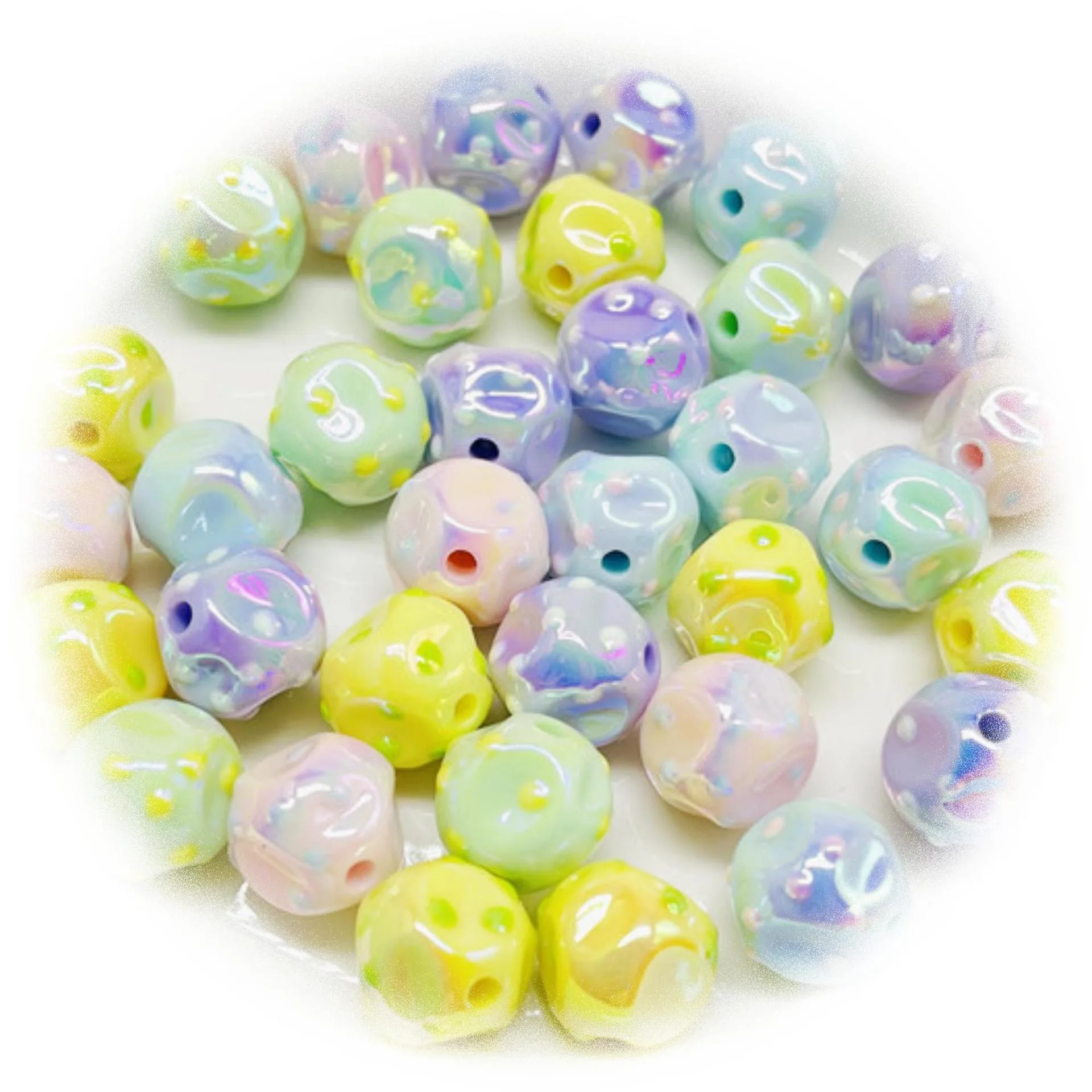 Newest 60pcs 16mm Irregular Geometry Polka Dots Pearl Acrylic Jewelry Beads Ornament Accessory Material Necklace Bracelet Spacer