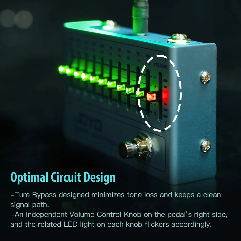JOYO R-12 BAND CONTROLLER Equalizer Guitar Pedal Bass Effect (31.25Hz-16kHz) with Ambient LED Light