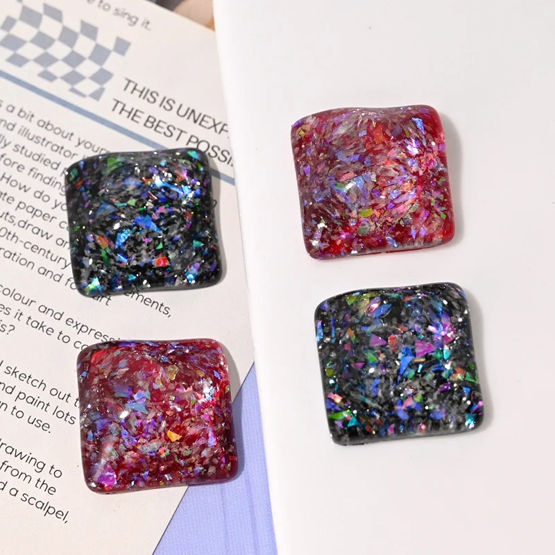 Wholesale 50pcs/lot color effect 20mm geometry square shape resin cabochon beads diy jewelry garment hair accessory