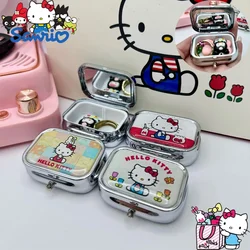 Nuovo Kawaii Hello Kitty scatola di medicinali in metallo divisa ragazza cartone animato viaggio portatile Mini scatola sigillata a prova di umidità regali di festa