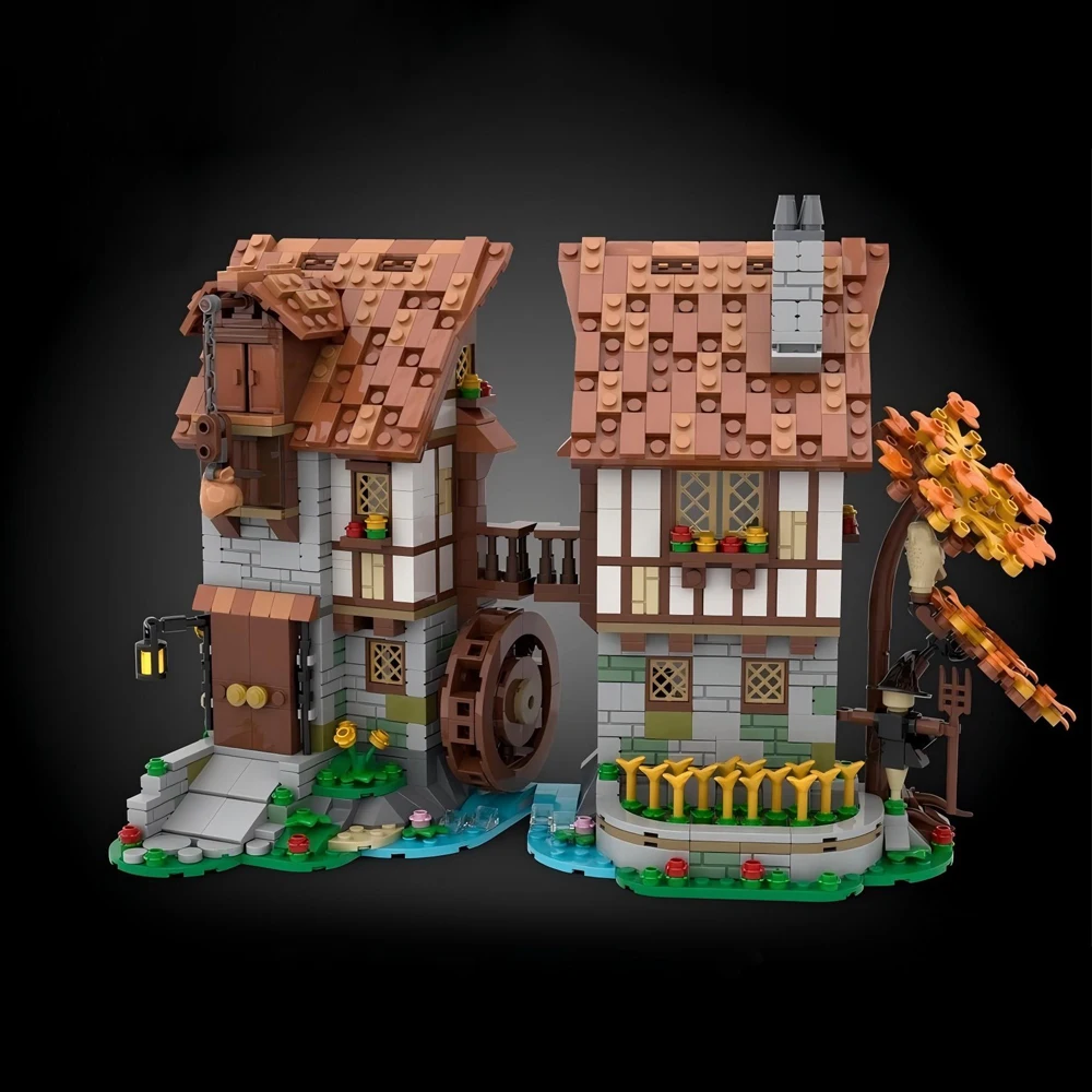 Nouveau Kit de blocs de construction de château de taverne de fourmill médiéval, Architecture de faucon noir, cabane de maison, modèle de brique, jouet bricolage, cadeau pour enfant