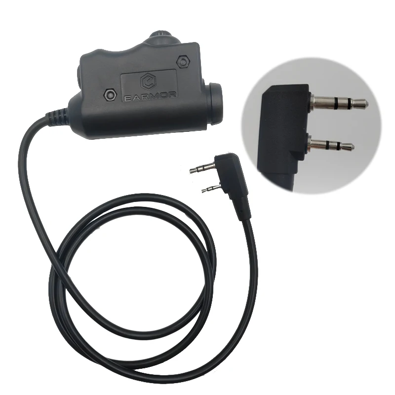 Original EARMOR M51 PTT Adapter Airsoft Tactical Headset Kenwood(for baofeng) Phone Plug 3.5MM AUX Tactical Headset Accessory